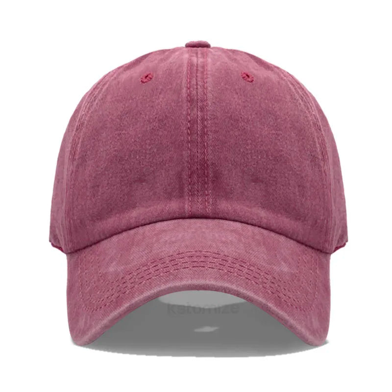 Custom Text Logo Embroidery Vintage Washed Cotton Baseball Cap
