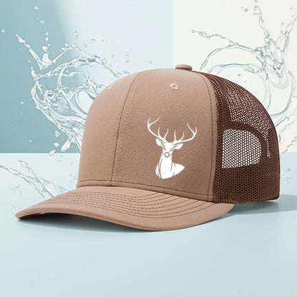 White Deer Head Printed Baseball Cap for Men and Women