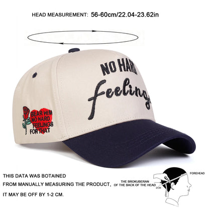 Unisex No Hard Feelings Embroidery Side Love Rose Baseball Caps Spring And Autumn