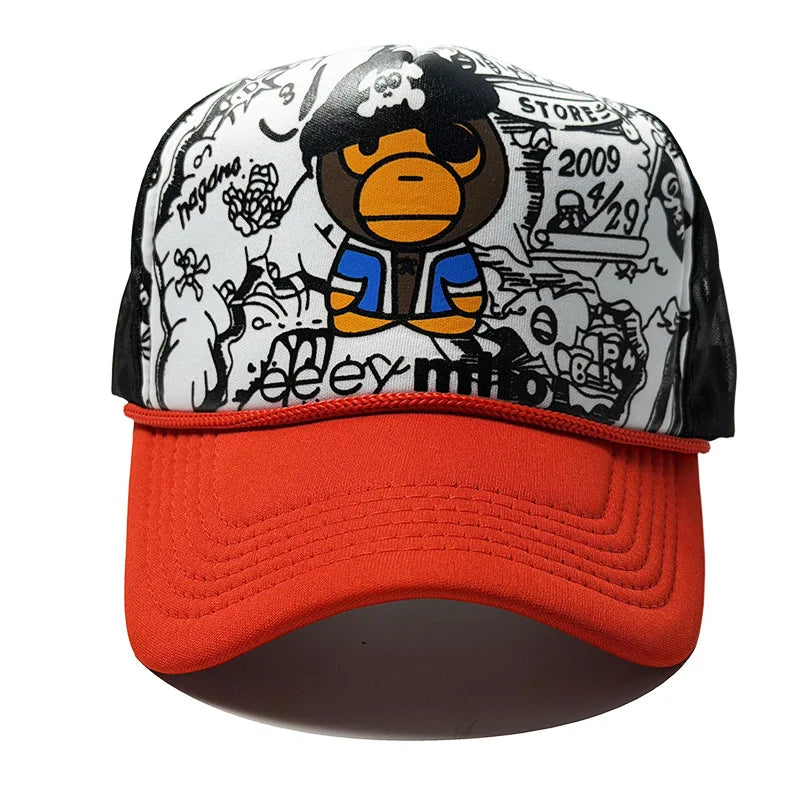 Unisex 3D Printed Baseball Cap Breathable Mesh Trucker Hat Hip Hop Style Sun Hat for Outdoor