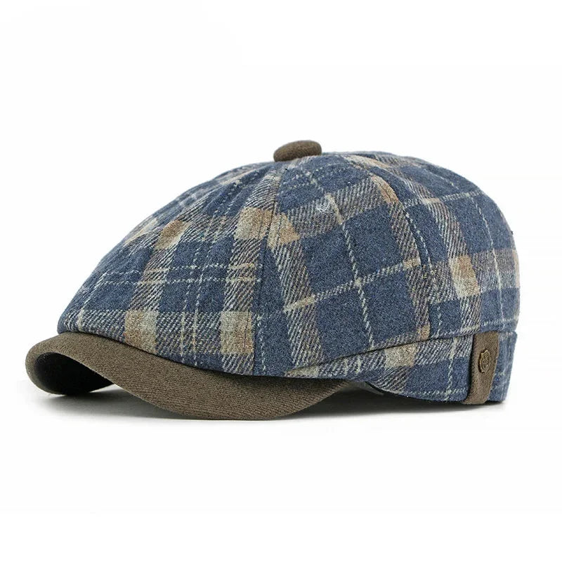 Spring And Autumn Cotton Geometric Print Warm Newsboy Caps