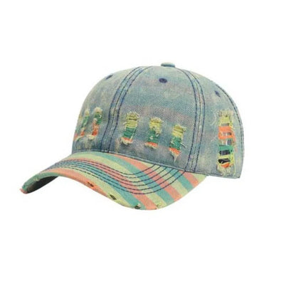 Adjustable Frayed Denim Baseball Cap