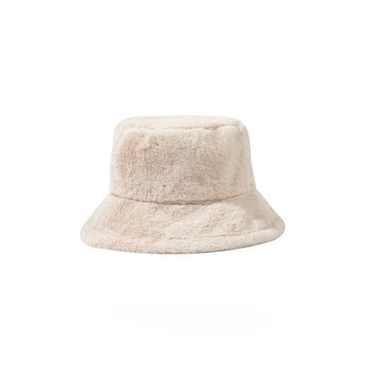 Winter Rabbit Plush Fisherman Hats Women Girl Bucket Hat