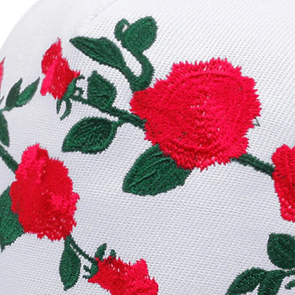 Fashion Fastball Rose Embroidery Hip Hop Snapback Hat Adult Outdoor
