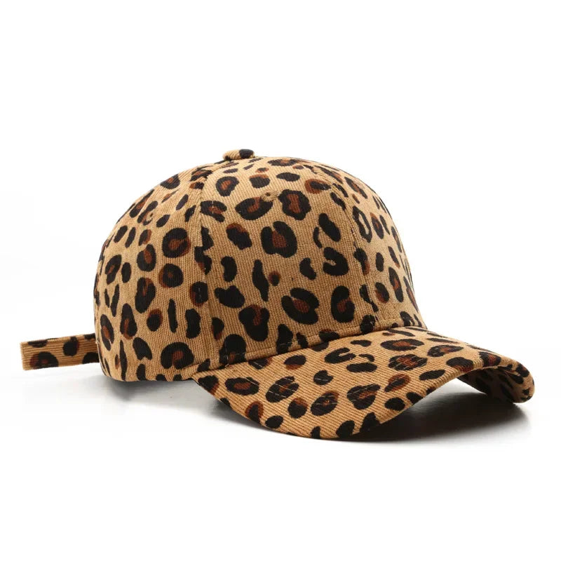 Unisex Leopard Baseball Cap For Women Men's Retro Corduroy Winter Hat