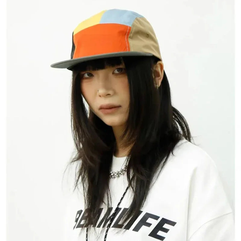 Japanese 5 Panel Color Blocking Baseball Caps