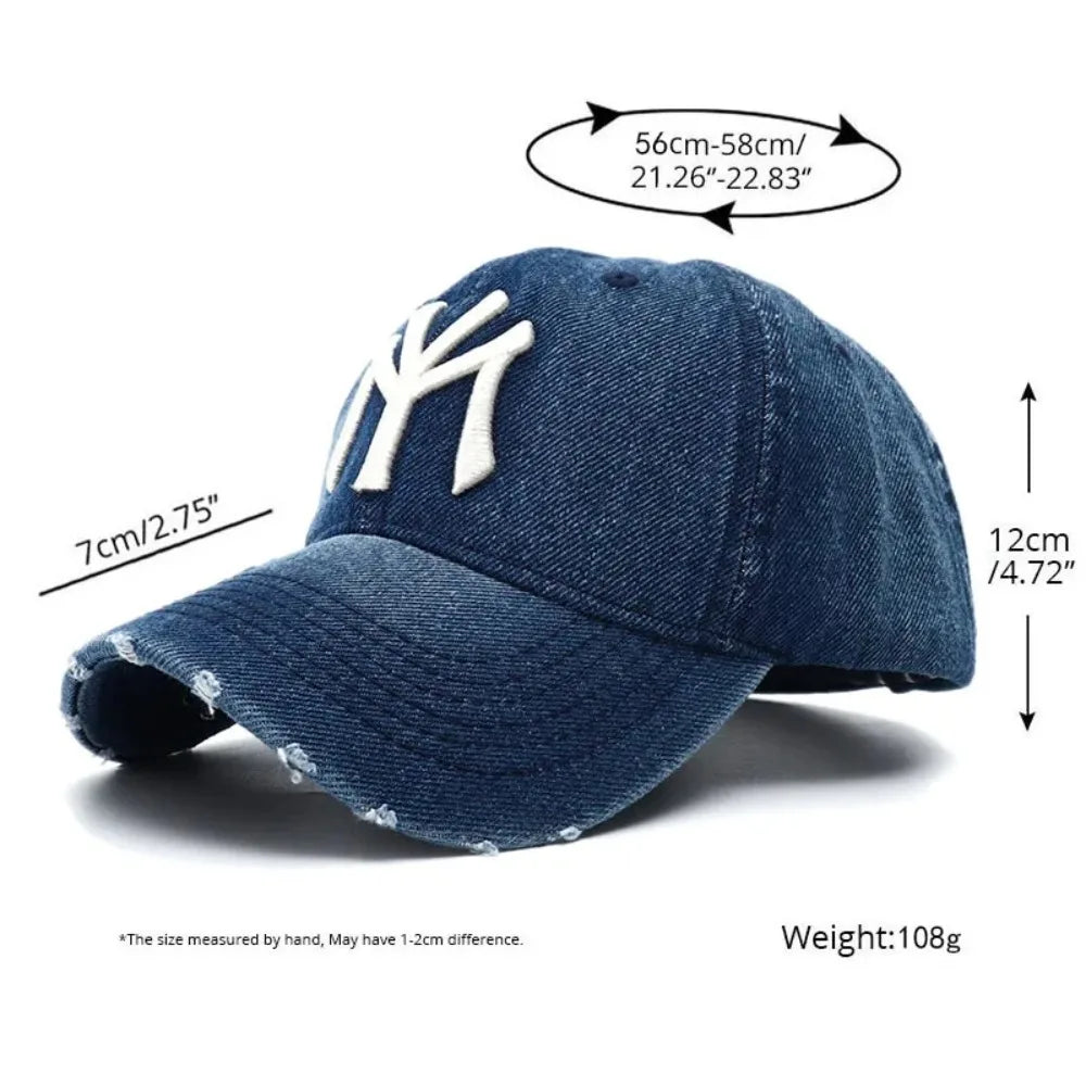 Denim Fabric Washed Denim Baseball Cap