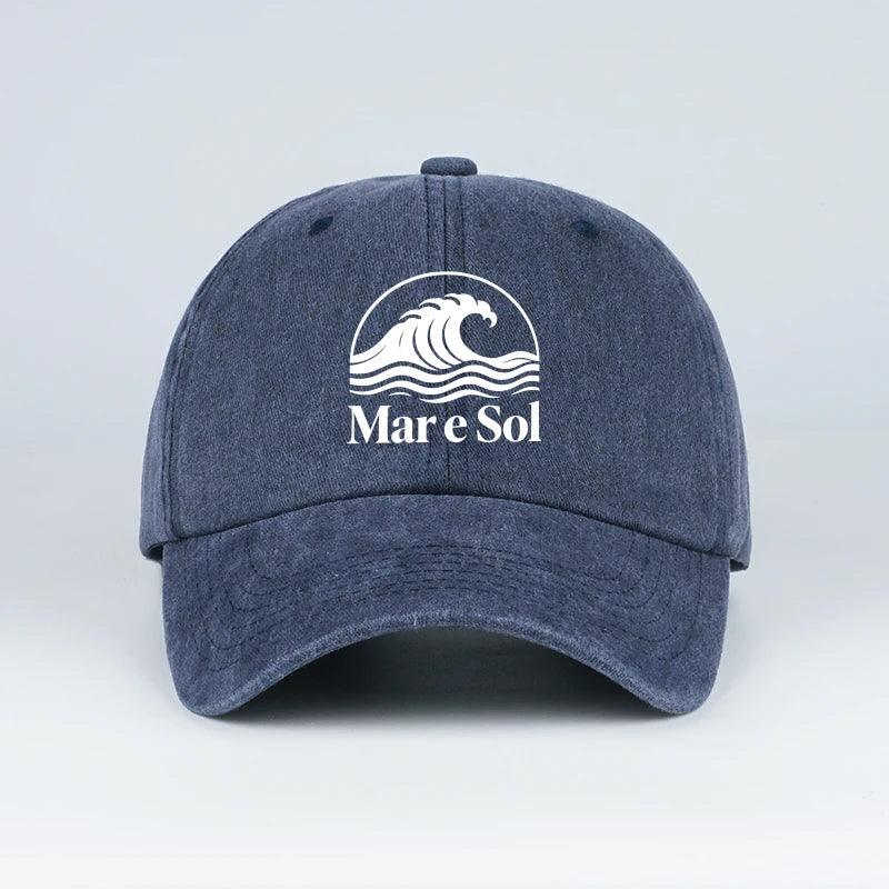 Mare Sol Wave Logo Print Washed Baseball Cap