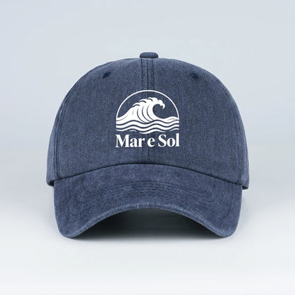 Mare Sol Wave Logo Print Washed Baseball Cap
