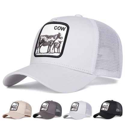 Unisex Cow Embroidery Baseball Net Caps Spring and Summer Outdoor
