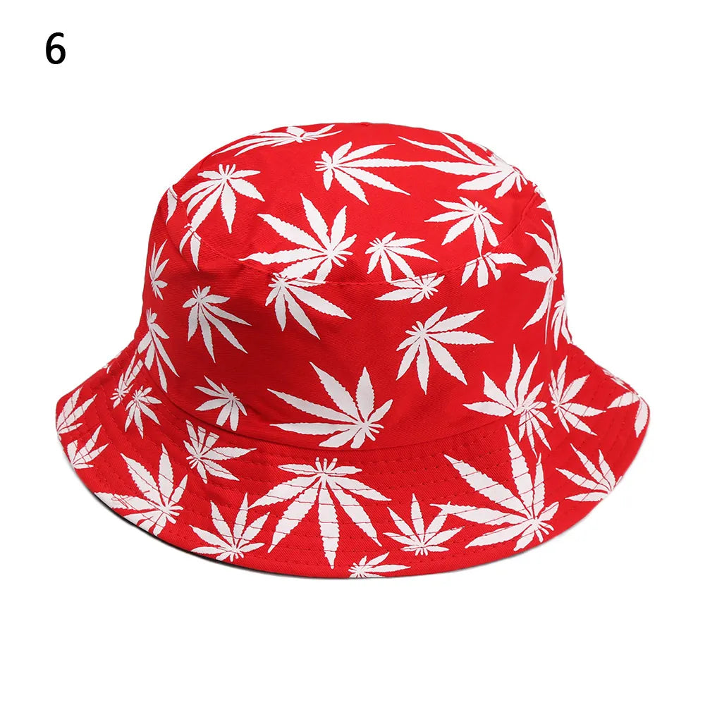Panama Bucket Hat Candy Color/Hip Hop Maple Leaf Cotton
