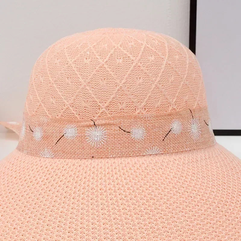 Summer Girls Wide Brim Sun Hat Bowknot Straw Outdoor Sun Protection