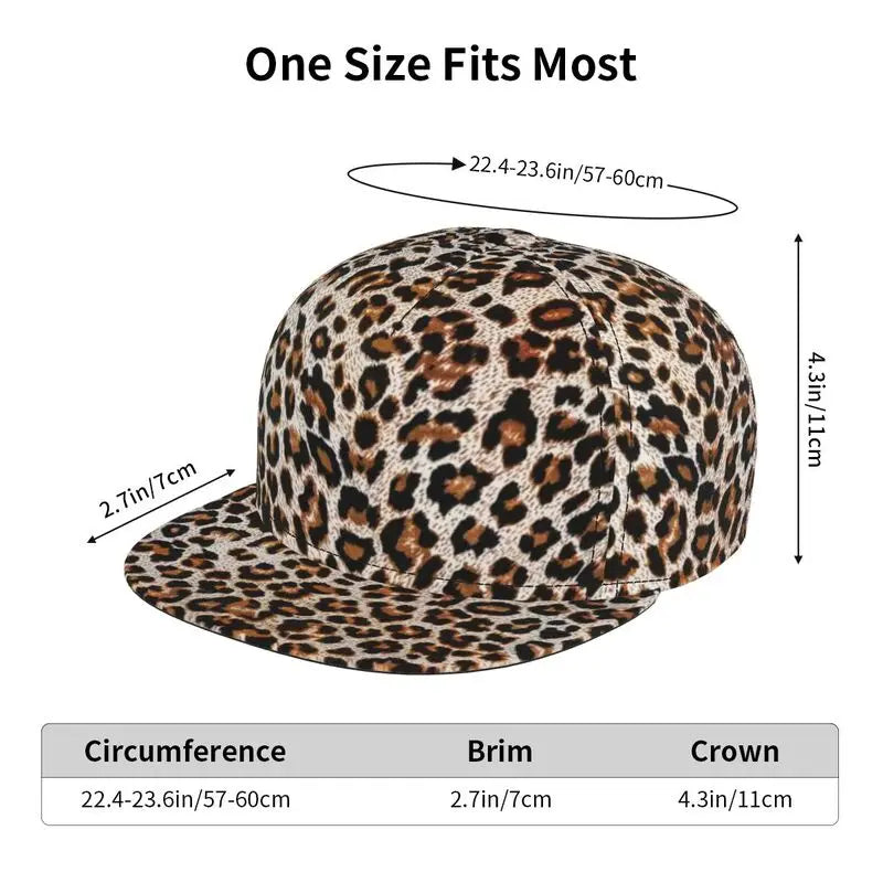 Leopard Print Baseball Cap Men Women Adjustable 3D Printed Snapback