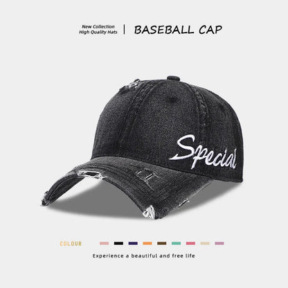 American Vintage Distressed Ripped Denim Baseball Cap
