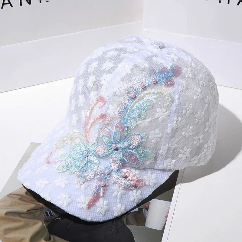 Korean Lace Flower Baseball Caps Women Summer Outdoor