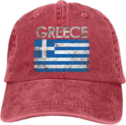 Greek Flag of Greece Denim Hats for Mens Womens Baseball Caps