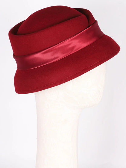 Elegant Wool Felt Fedoras Hat With Ribbon Bowknot Formal Church Wedding Cloche Hats