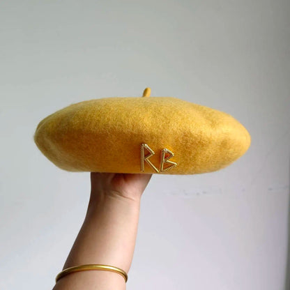 Women's French Beret English Letters Autumn And Winter Wool Hat