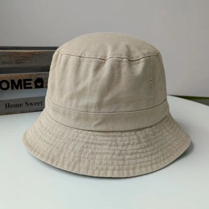 Korean Big Head Washed Denim Bucket Hats Men Cotton Sun Hat