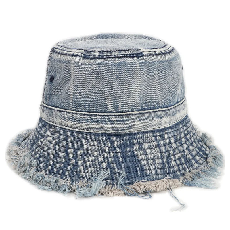 2023 Washed Denim Bucket Hat Women Fisherman's Hat