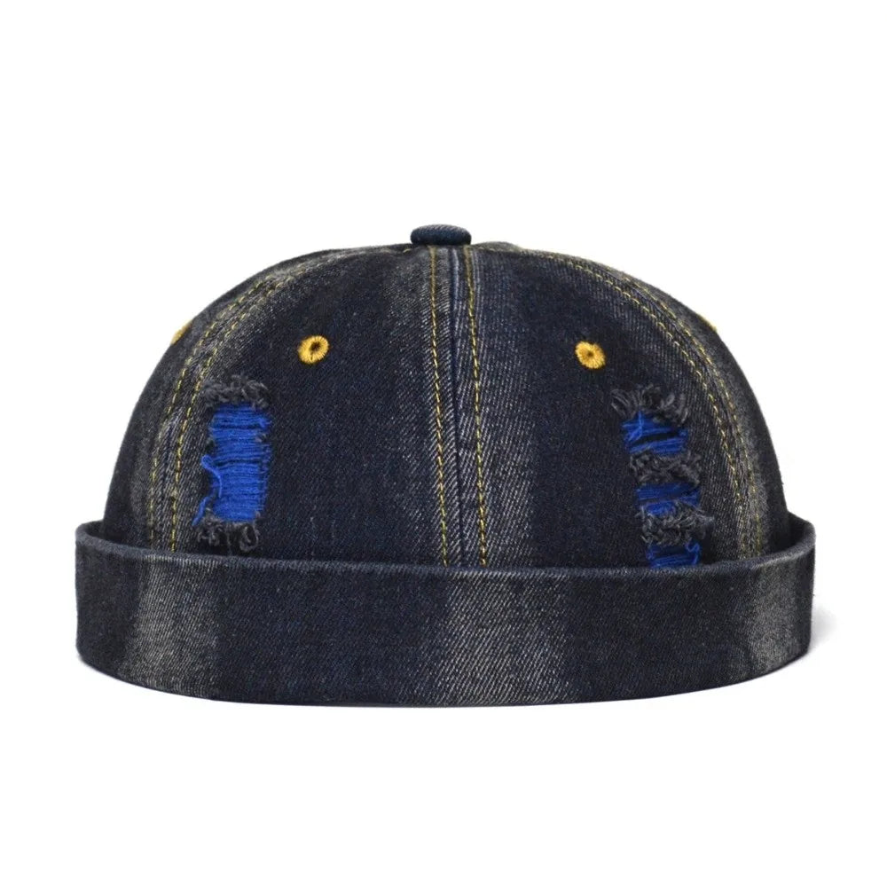 Fashion Vintage Docker Cap Rolled Cuff Adjustable Melon Cap