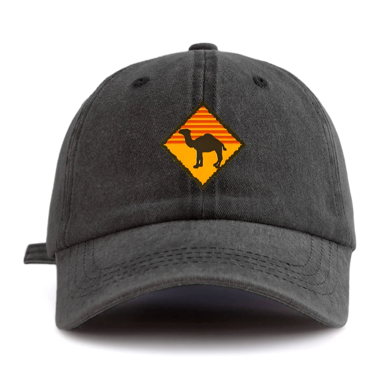 Camel Print Washed Baseball Cap For Adults, Minimalist Retro Style Casual Soft