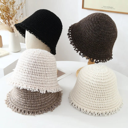Women Knit Bucket Hat Soft Warm Cloche Cap