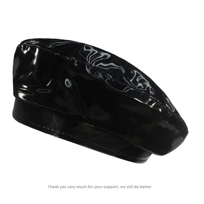 Lady Mirror Pu Leather Painter Caps Casual Hat