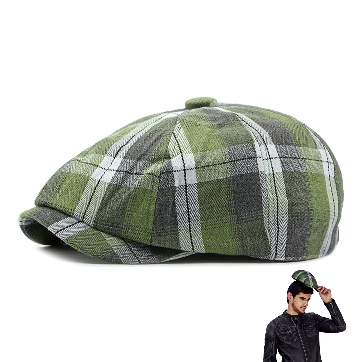 Plaid Beret Hat Short Brim Thin Lightweight Unisex British Retro Artist Cap