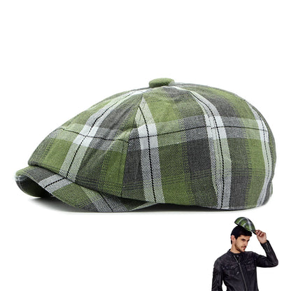 Plaid Beret Hat Short Brim Thin Lightweight Unisex British Retro Artist Cap