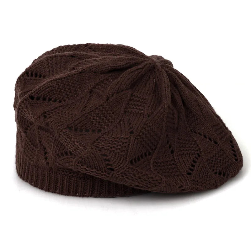 Women's Plain Color Knit Beret Hat Ladies French Artist Beret Hats