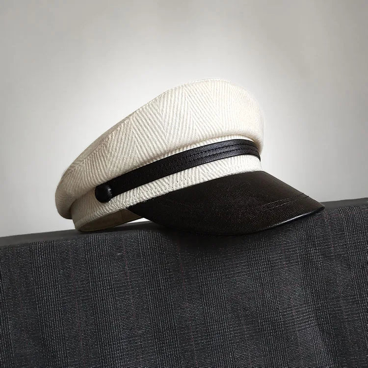 Women Wool Flat Navy Hat, Autumn Winter Small Brim Vintage Beret Painter Cap