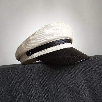 Women Wool Flat Navy Hat, Autumn Winter Small Brim Vintage Beret Painter Cap