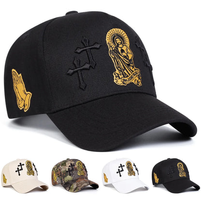 Unisex Cross Embroidery Baseball Caps Spring Autumn Outdoor Adjustable Casual Hats Sunscreen Hat Sports Cap