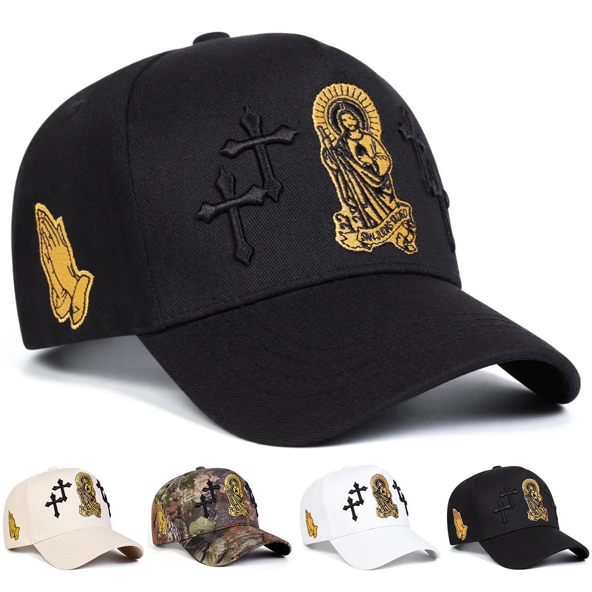 Unisex Cross Embroidery Baseball Caps Spring Autumn Outdoor Adjustable Casual Hats Sunscreen Hat Sports Cap