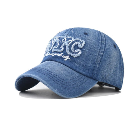 Denim Baseball Cap NYC Letters Embroidery Y2K Fashion Women Men Caps