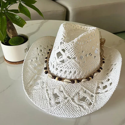 Summer Bohemian Shell Straw Hat Beach Women Men Cowboy Hats