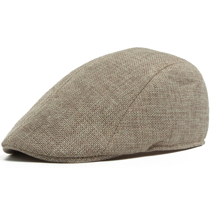 Men's Linen Flat Cap Spring Summer Vintage Visor Beret
