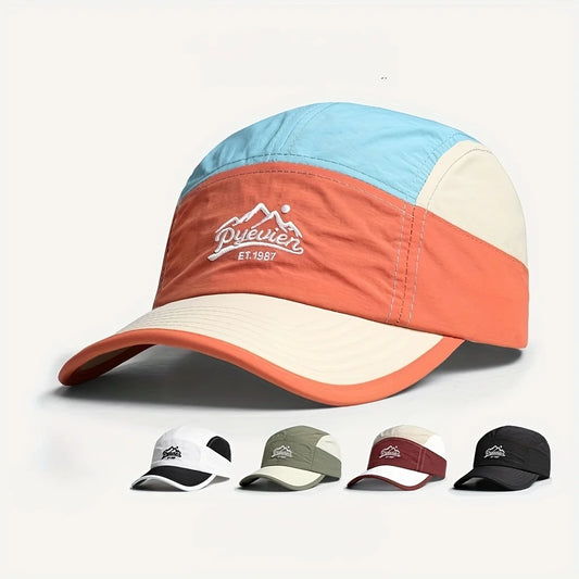 Summer Quick Dry 5 Panel Baseball Cap, Korean Color Block Breathable Thin Sunshade Hat