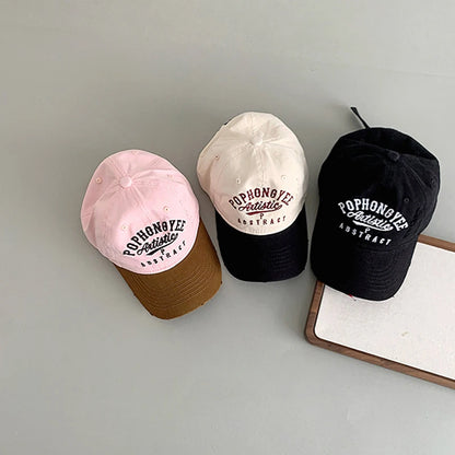 Color Block Children Duck Hat Embroidery Letter Baby Baseball Hats Soft Top Kids Peaked Cap Outdoor Sun Visors