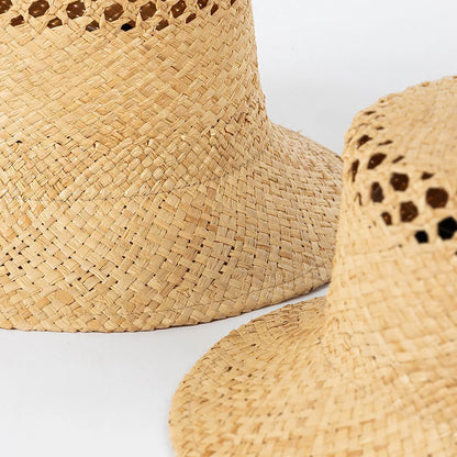 Women Raffia Bucket Hats Hollow Out Style Sun Hat