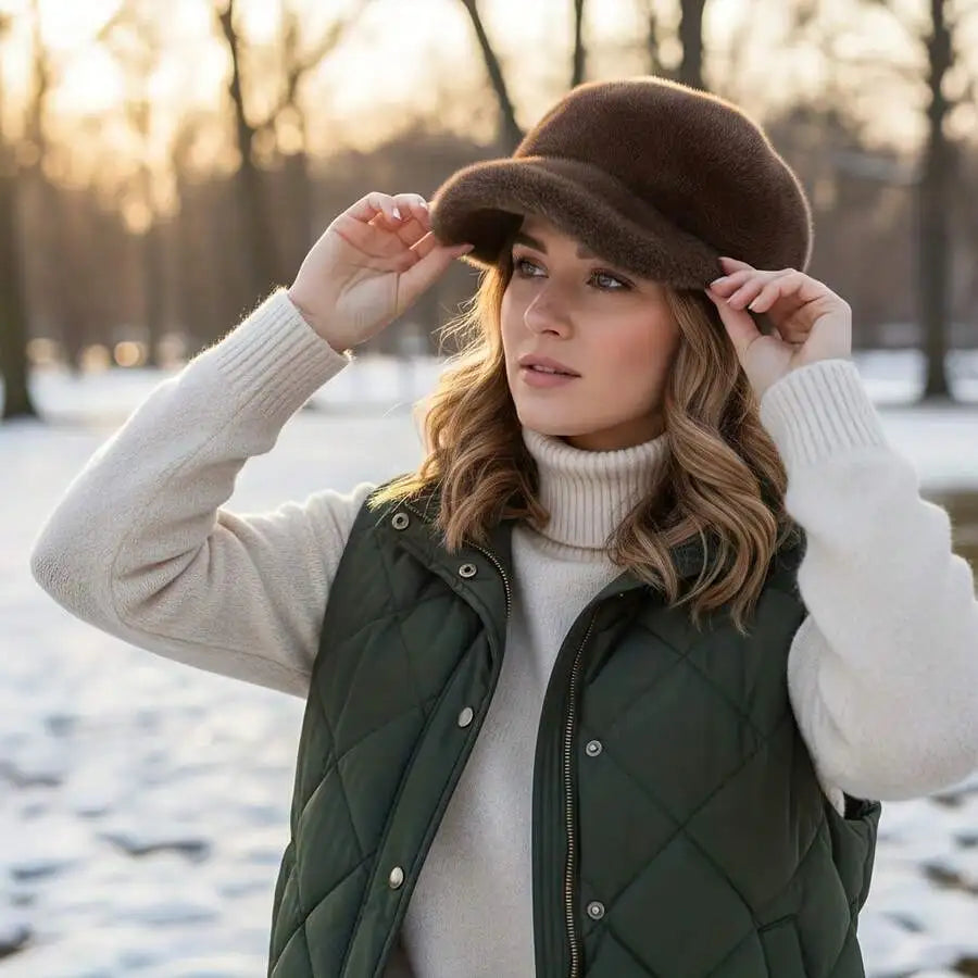 Women's Plush Faux Fur Baseball Cap