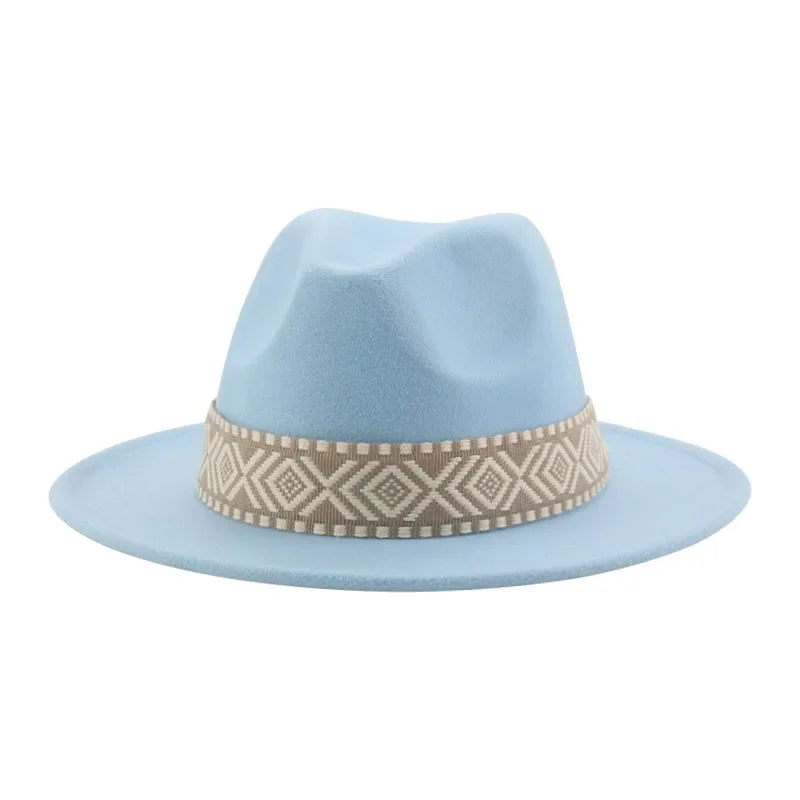 Panama Hat Western Cowboy Hats For Women Solid Big Brim Casual Fedoras Men Women