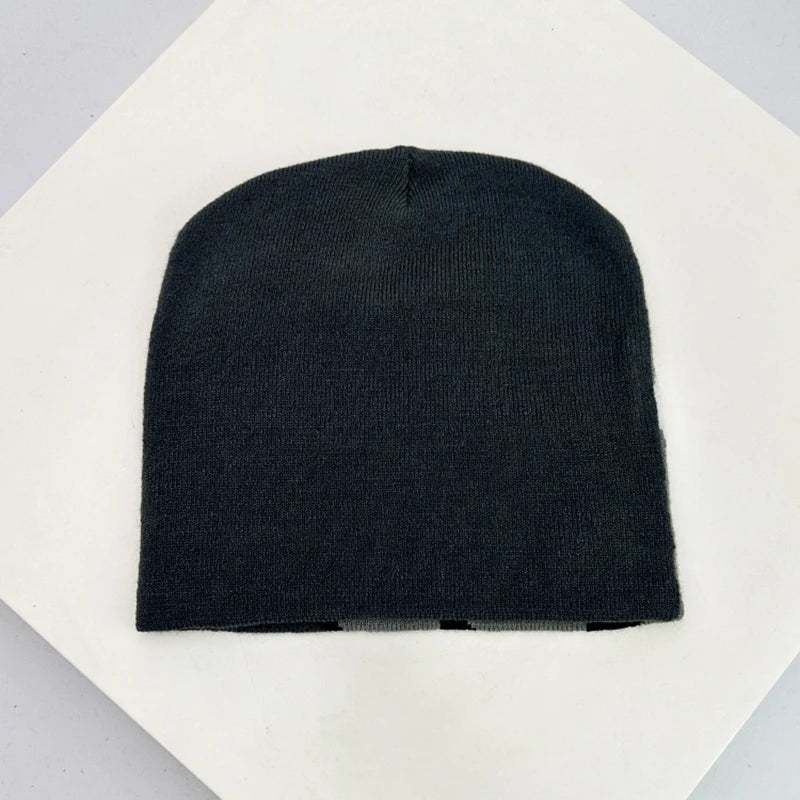 Letter Wool Knitted Hats Color Block Warm Personal Beanies