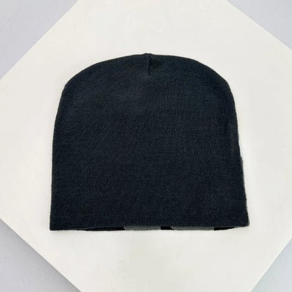 Letter Wool Knitted Hats Color Block Warm Personal Beanies