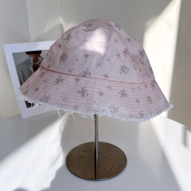 Korean Sweet Floral Flat-Top Baseball Caps For Women Spring Summer