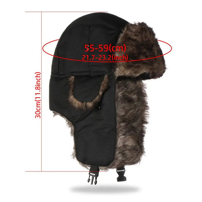 Men Women Fur Earflap Winter Cap Russian, Ski Hat, Warm Hat