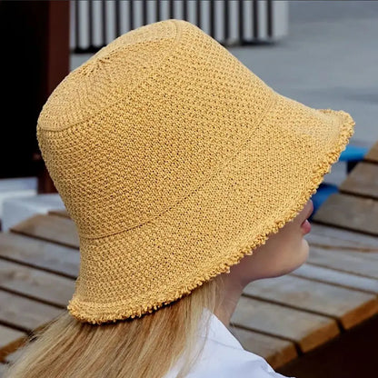 Korean Straw Hat Summer Women Sun Protection Bucket Hat