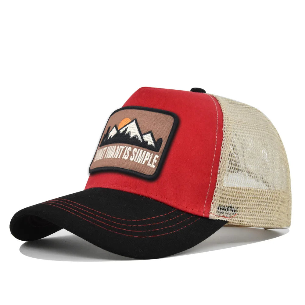 Letter Mesh Breathable Hat Women Men Embroidery Blocking Baseball Cap