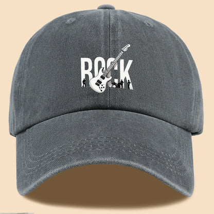 Rock Theme Electric Guitar Print Baseball Cap